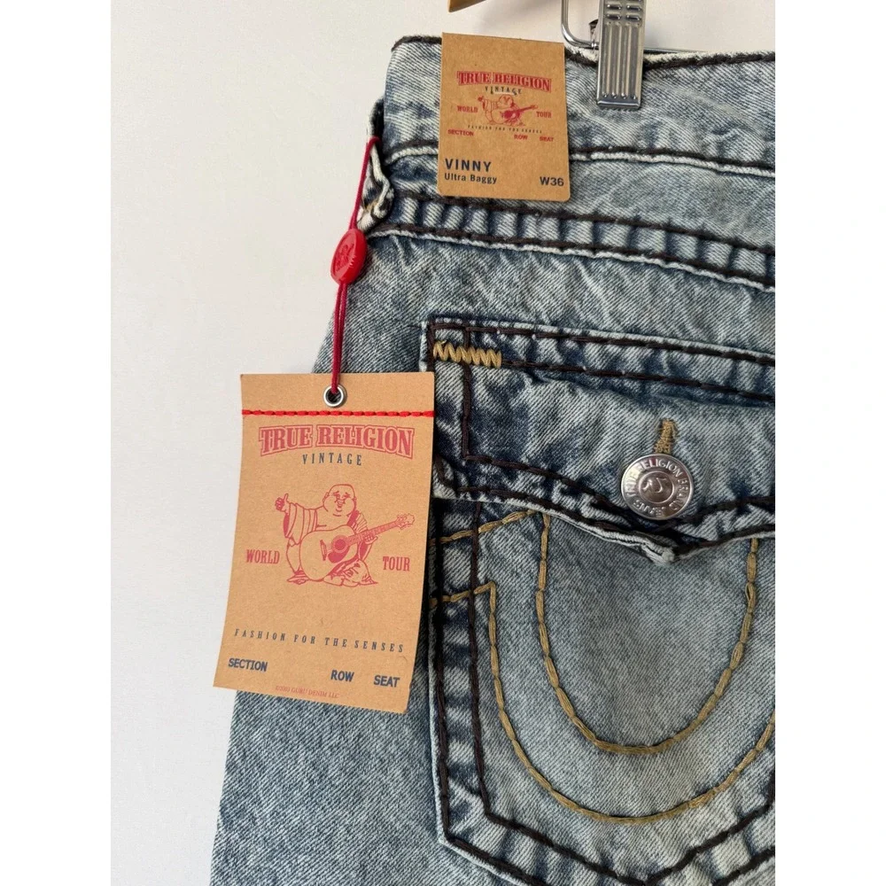 True Religion Jeans Vinny Ultra Baggy Super T Electric Groove Wash Blue Size 36